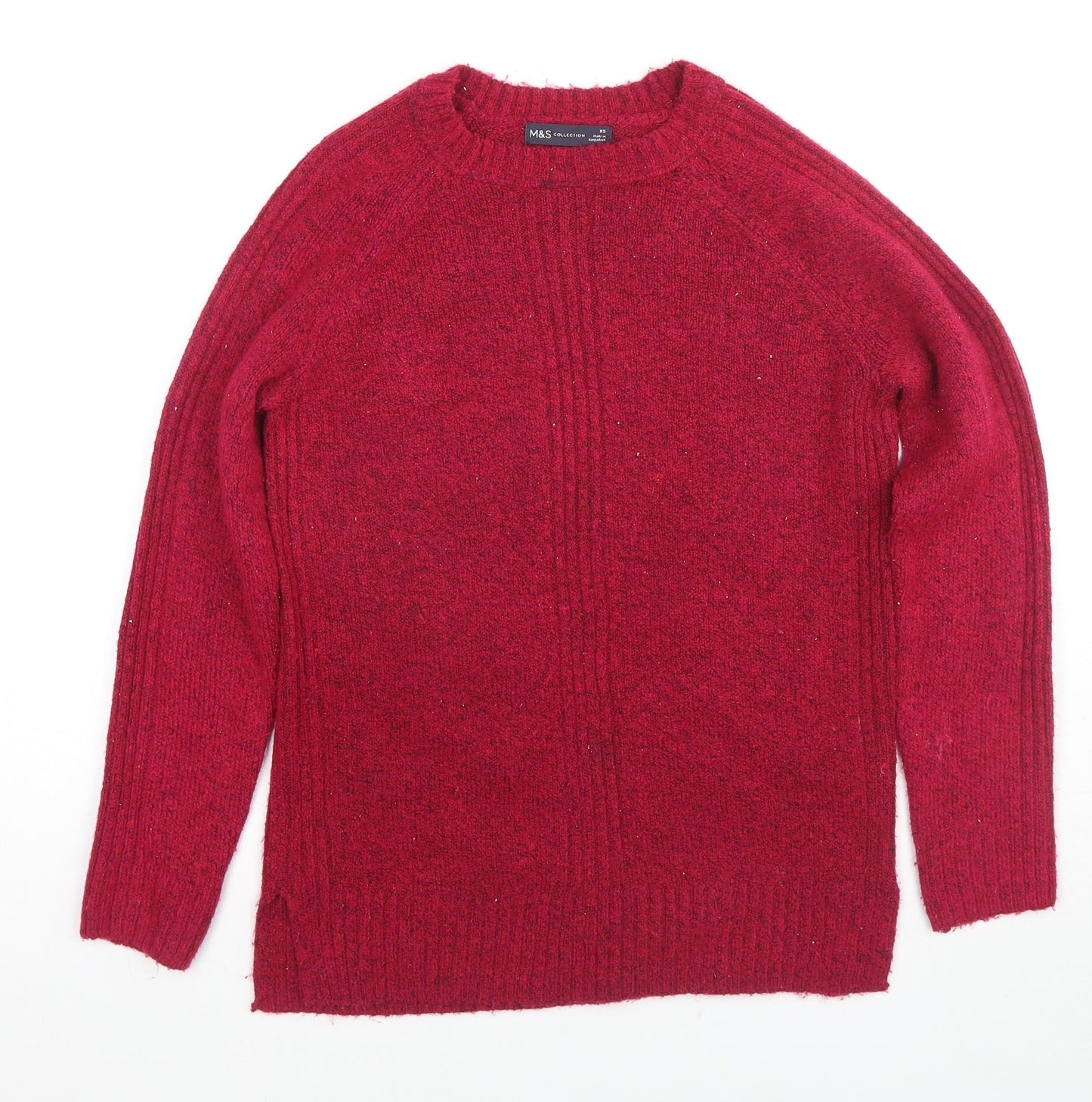 Marks and Spencer Womens Pink Round Neck Acrylic Pullover Jumper Size XS