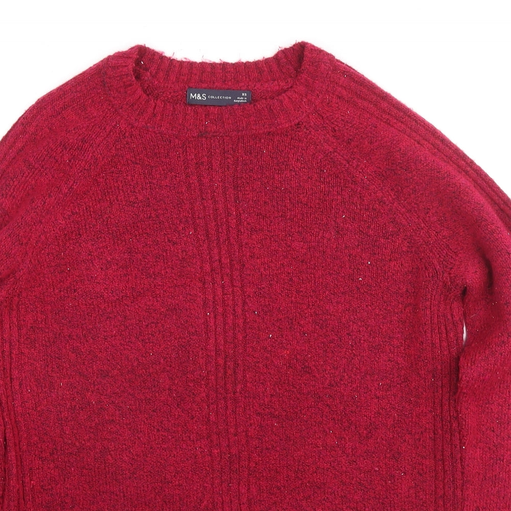 Marks and Spencer Womens Pink Round Neck Acrylic Pullover Jumper Size XS
