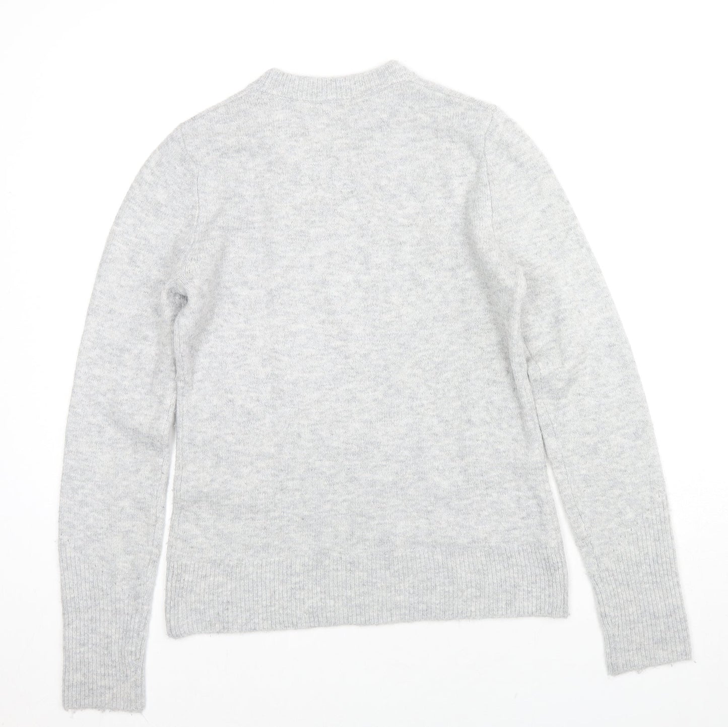 Warehouse Womens Grey Round Neck Acrylic Pullover Jumper Size 8