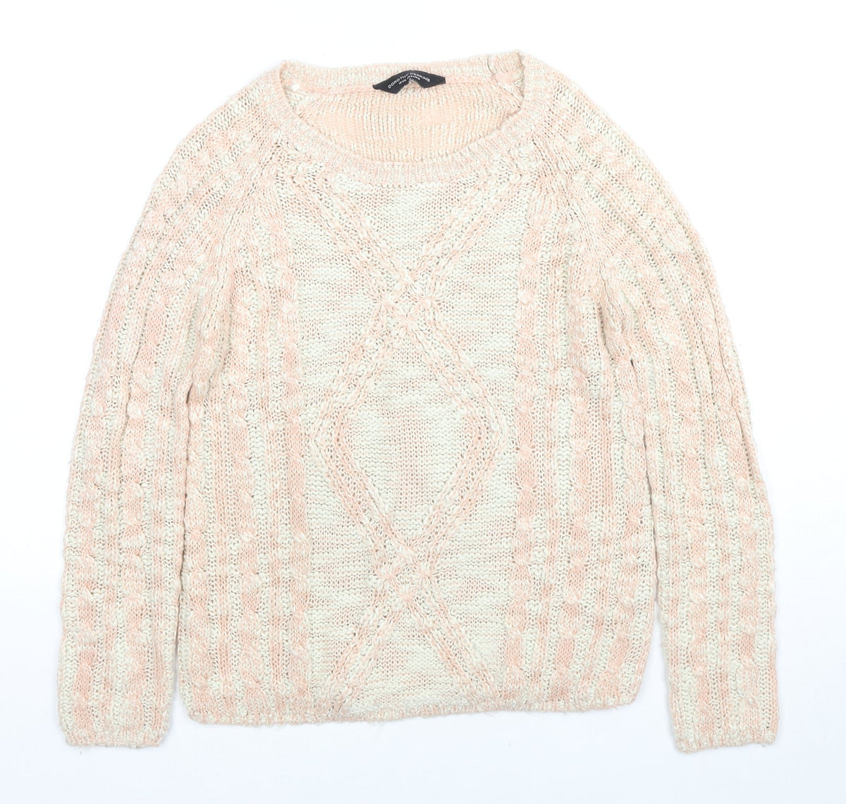 Dorothy Perkins Womens Beige Round Neck Acrylic Pullover Jumper Size 10