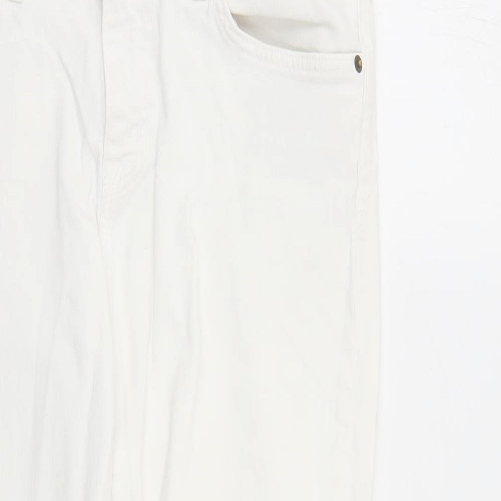 Current/Elliott Womens White Cotton Straight Jeans Size 34 in L27 in Regular Zip