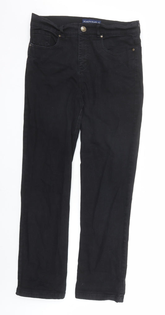 Heavenly Jeans Womens Black Cotton Straight Jeans Size 12 L31 in Regular Zip