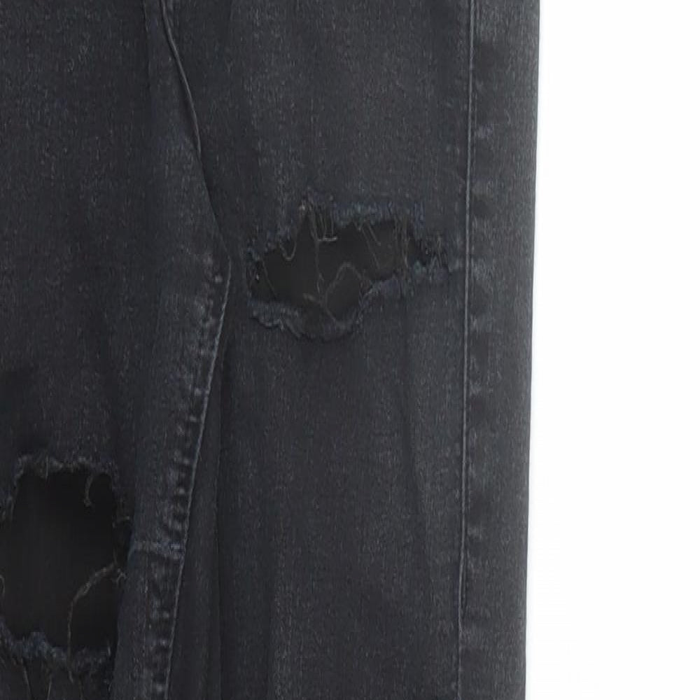 Topshop Womens Black Cotton Skinny Jeans Size 24 in L30 in Regular Zip