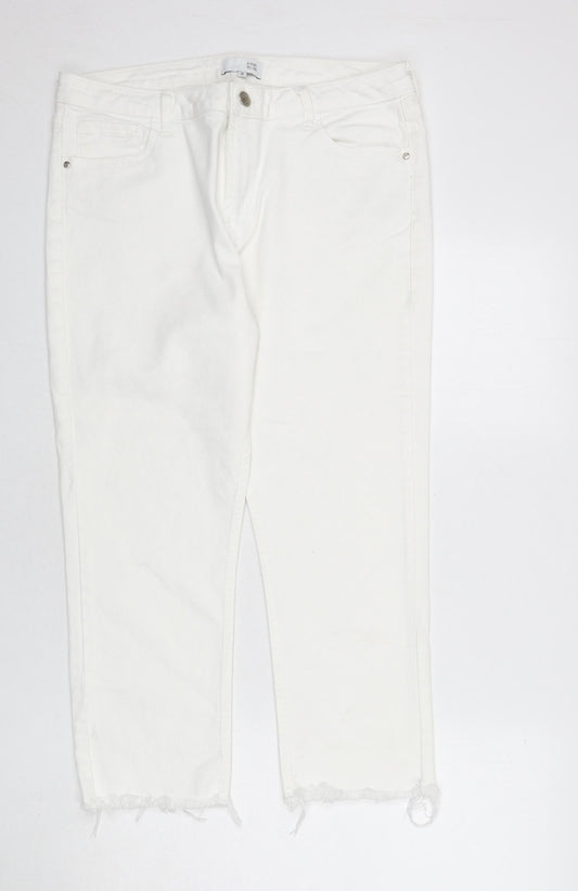 Henry Holland Womens White Cotton Capri Jeans Size 16 L34 in Regular Zip