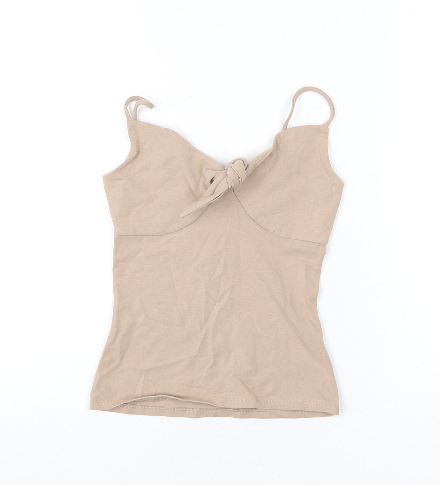 Express Womens Beige Cotton Camisole Tank Size 2XS V-Neck - Bow
