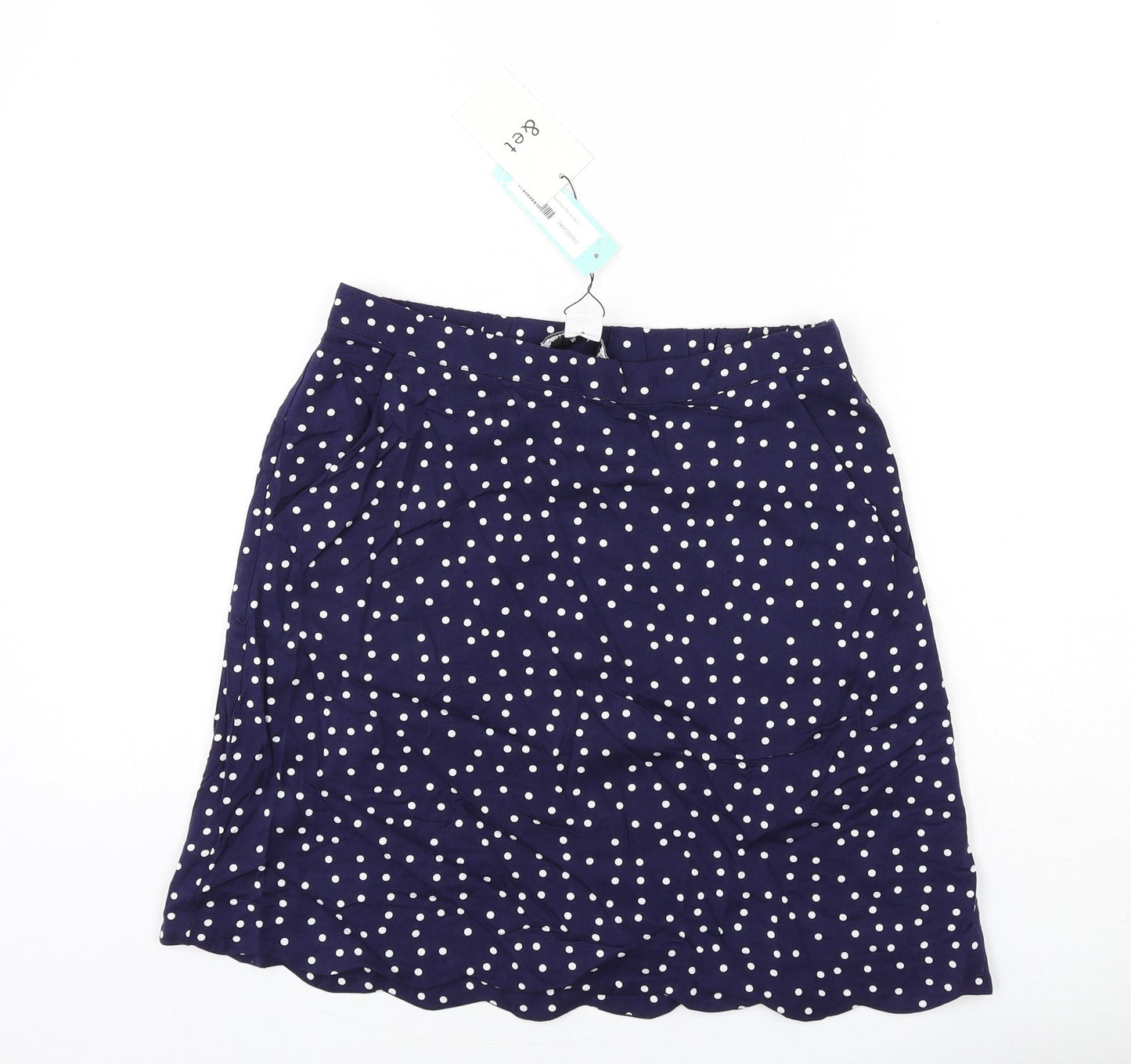 &et Womens Blue Polka Dot Viscose A-Line Skirt Size S