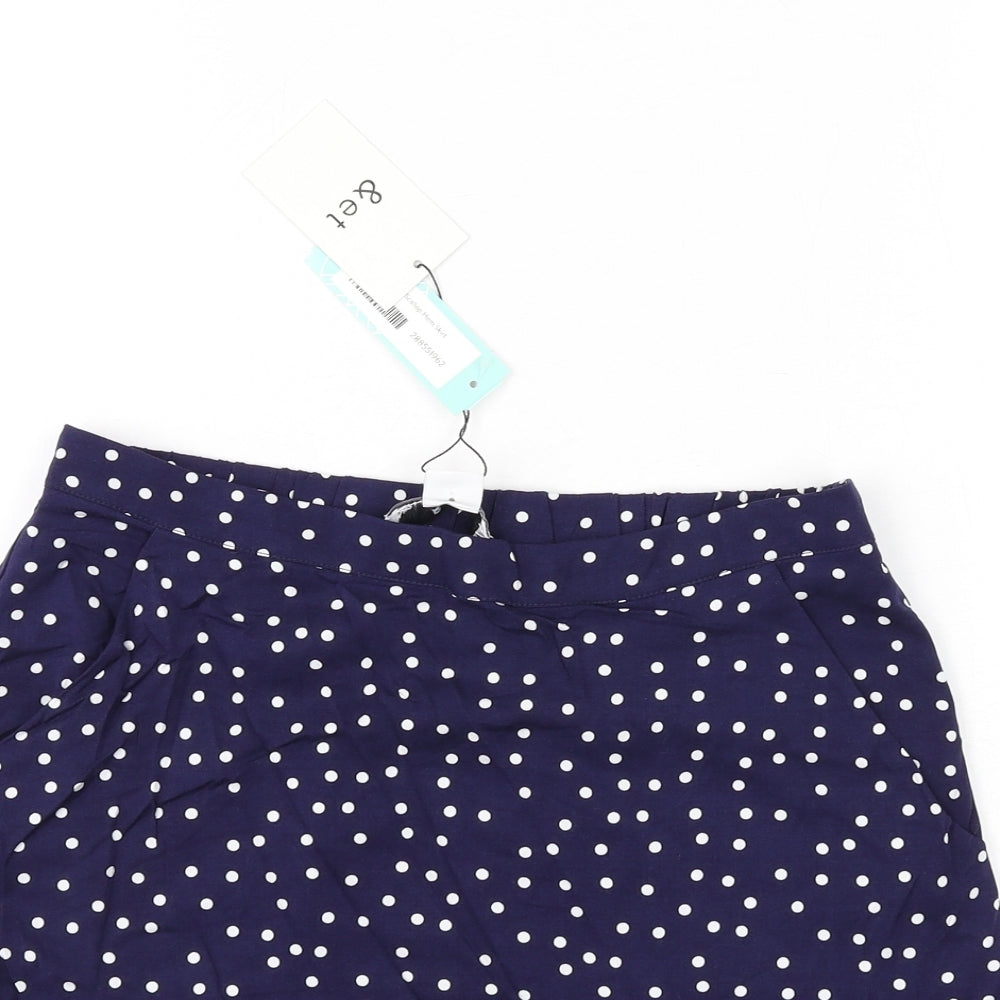 &et Womens Blue Polka Dot Viscose A-Line Skirt Size S