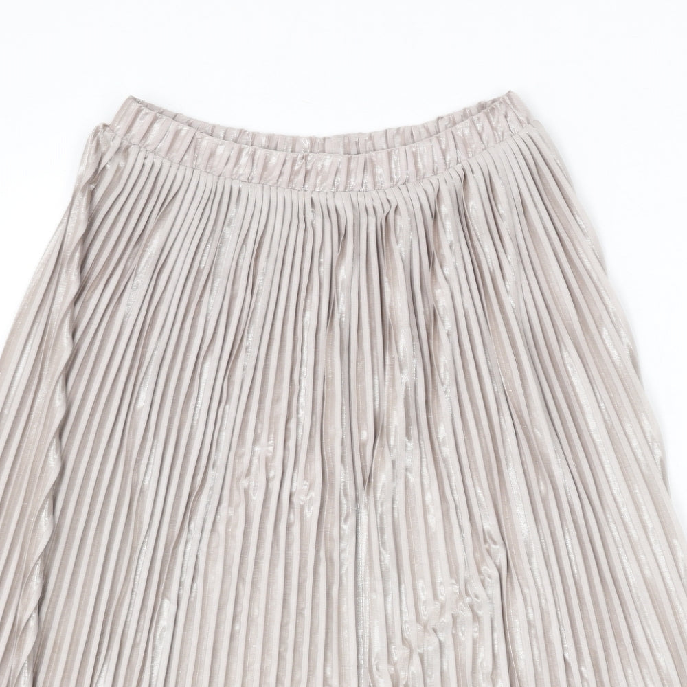 Zara Womens Green Polyester Pleated Skirt Size S