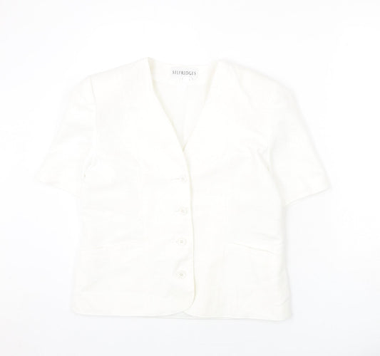 Selfridges Womens White Polyester Jacket Blazer Size 14