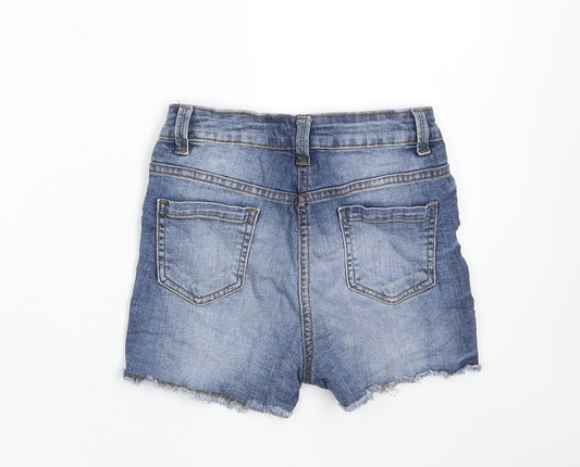 Armata di Mare Girls Blue Cotton Bermuda Shorts Size 11 Years L3 in Regular Zip - Pockets, Belt Loops, Distressed