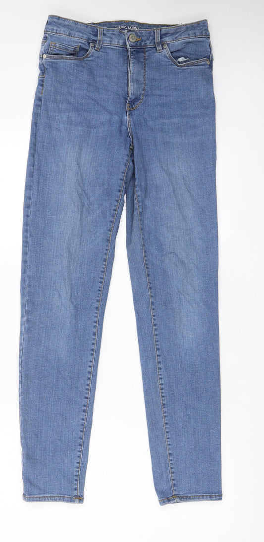 HEMA Womens Blue Cotton Skinny Jeans Size 28 in L30 in Regular Zip - Pockets, Belt Loops