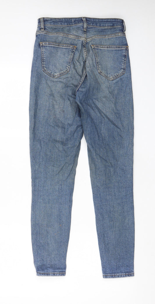 New Look Womens Blue Cotton Skinny Jeans Size 8 L27 in Regular Zip - Pockets, Belt Loops