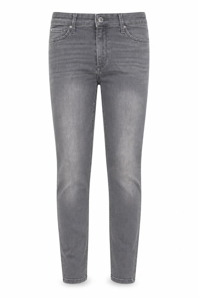 Front view of H7m girls’ grey cotton skinny jeans, size 12-13, years, 26-inch leg regular zip - pockets, belt loops