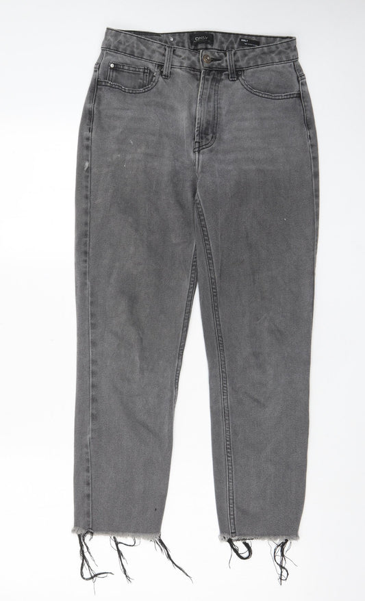 Only Womens Grey Cotton Straight Jeans Size 28 L32 in Regular Zip - Pockets, Belt Loops