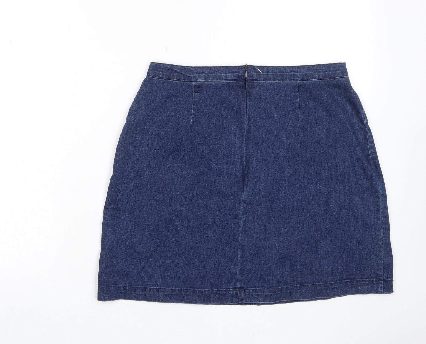 Neon Rose Womens Blue Cotton A-Line Skirt Size 14 Zip - Pockets
