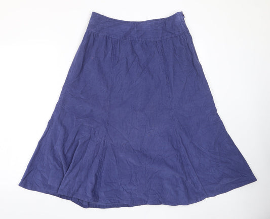 Bishopston Womens Purple Cotton A-Line Skirt Size 12 Zip - Pleated