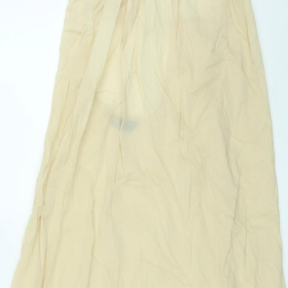 Marks and Spencer Womens Beige Cotton A-Line Size 12 Round Neck Pullover - Open Back, Sheer