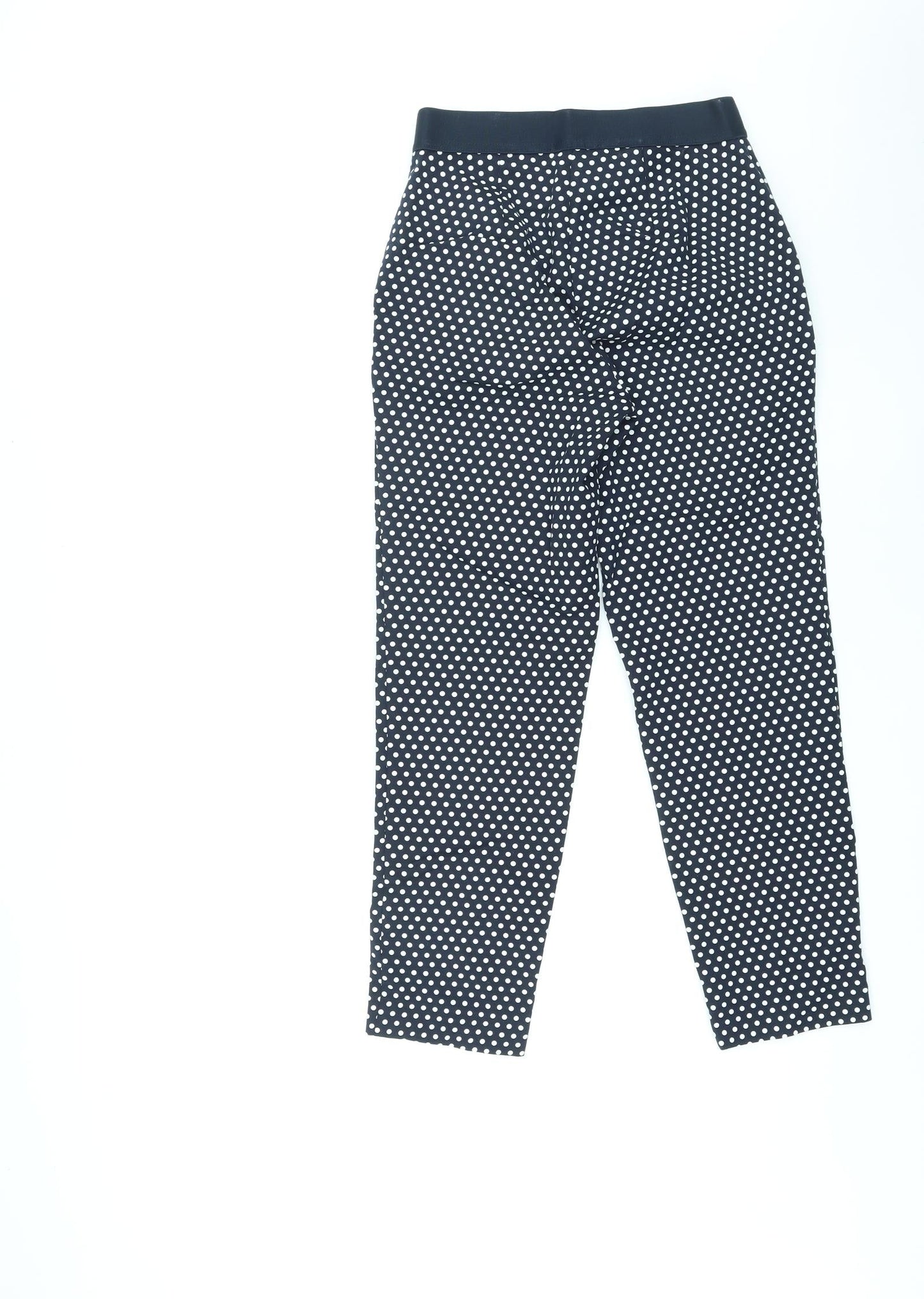 Marks and Spencer Womens Blue Polka Dot Cotton Capri Trousers Size 8 L24 in Regular Zip
