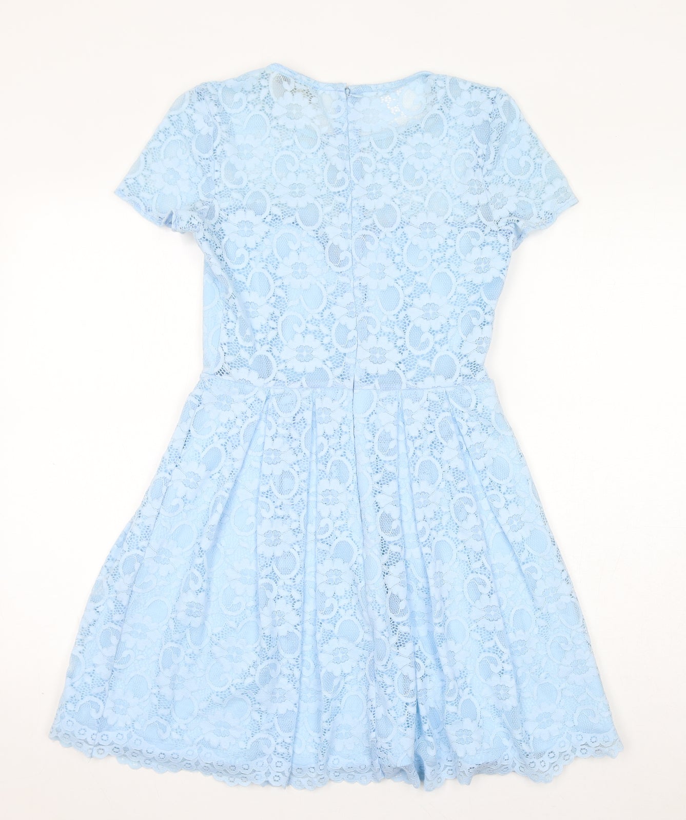 ASOS Womens Blue Polyester A-Line Size 10 Round Neck Zip