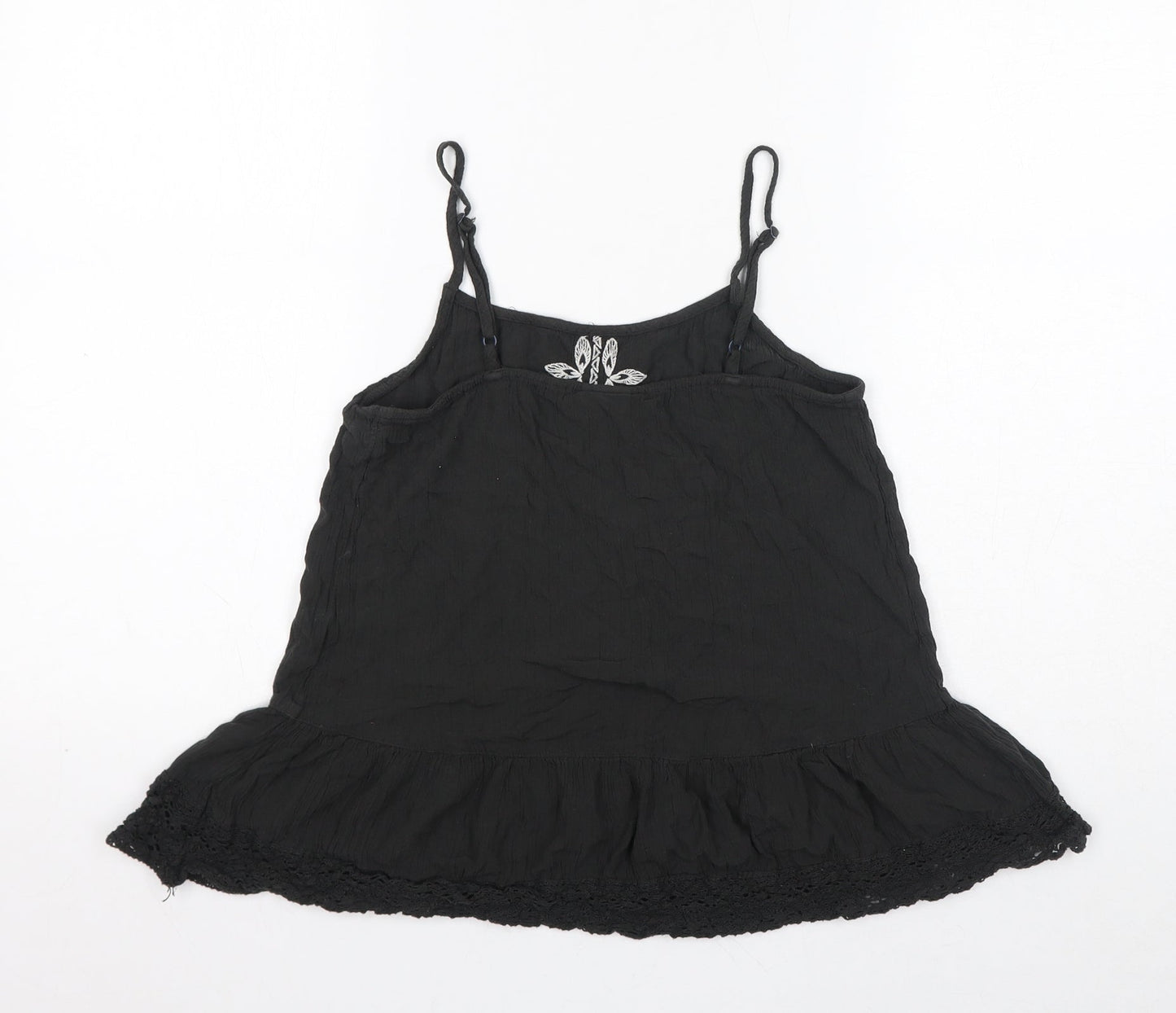 Mossimo Womens Black Geometric Viscose Basic Tank Size S Square Neck - Embroidery