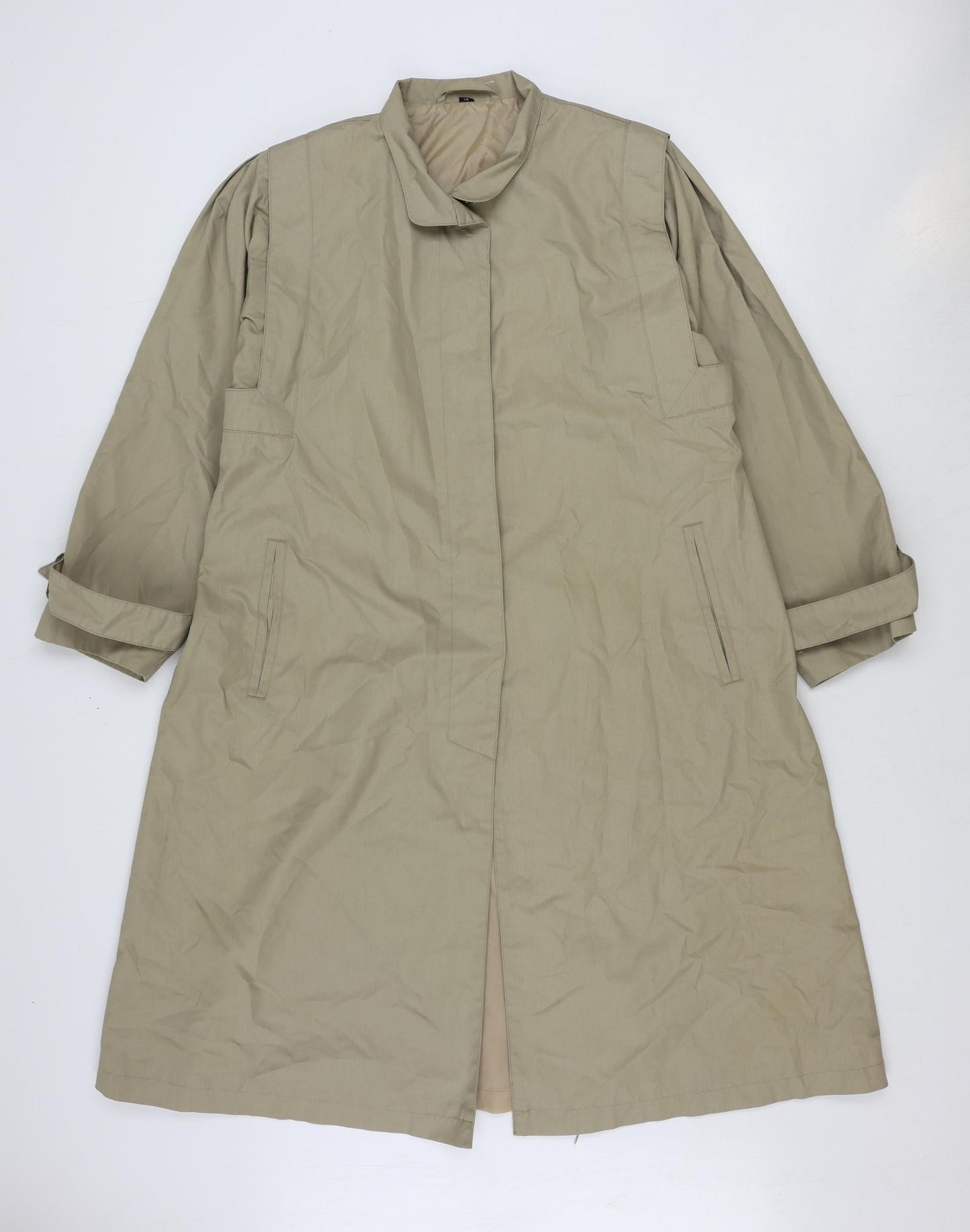 Canda Womens Beige Overcoat Coat Size 14 Button