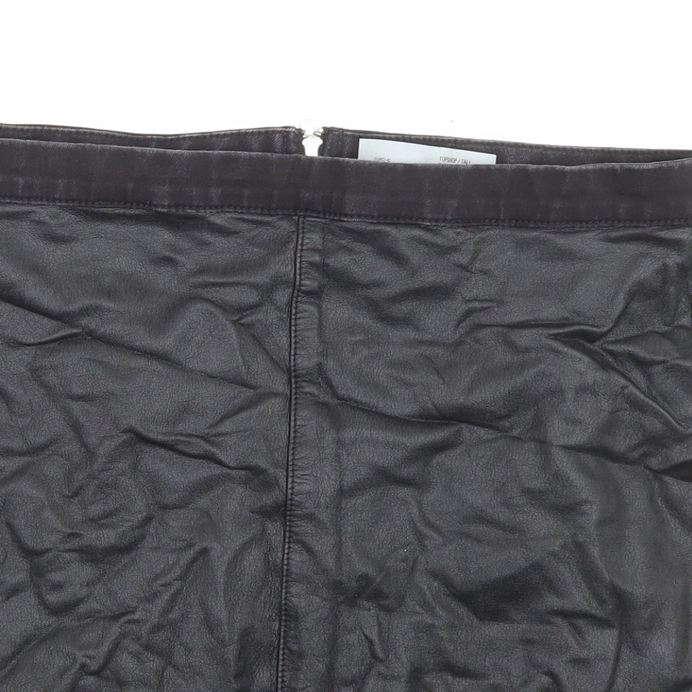 Topshop Womens Black Cotton A-Line Skirt Size 14 Zip