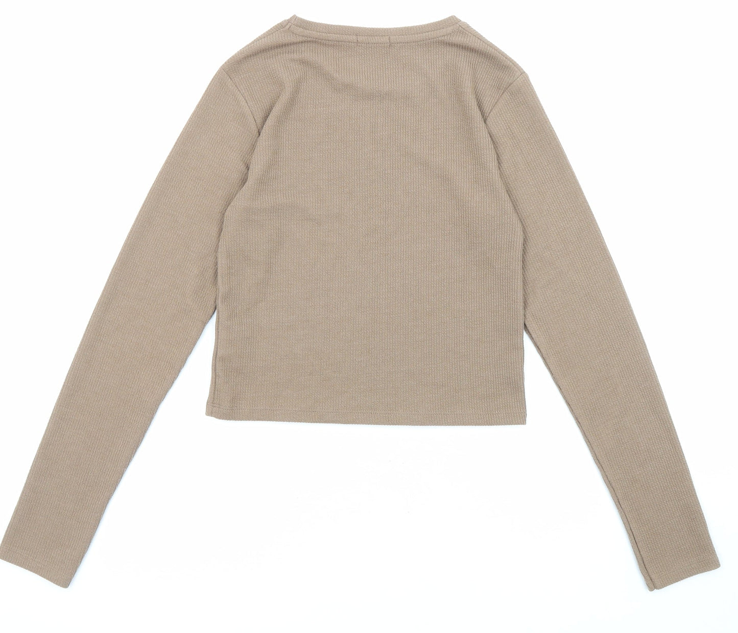 Stradivarius Womens Brown Polyester Basic T-Shirt Size M Crew Neck
