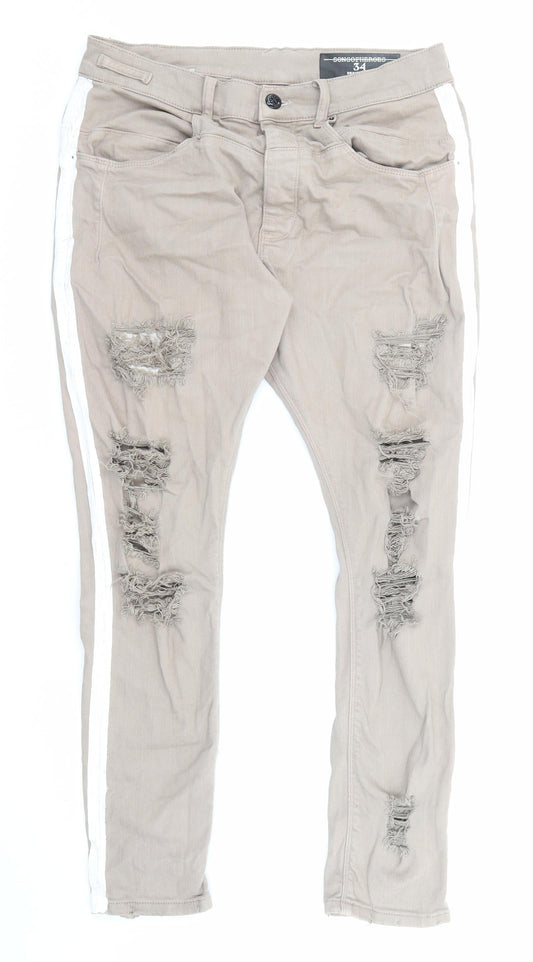 Sons Of Heroes Womens Beige Cotton Straight Jeans Size 31 in L26 in Regular Zip - Pockets