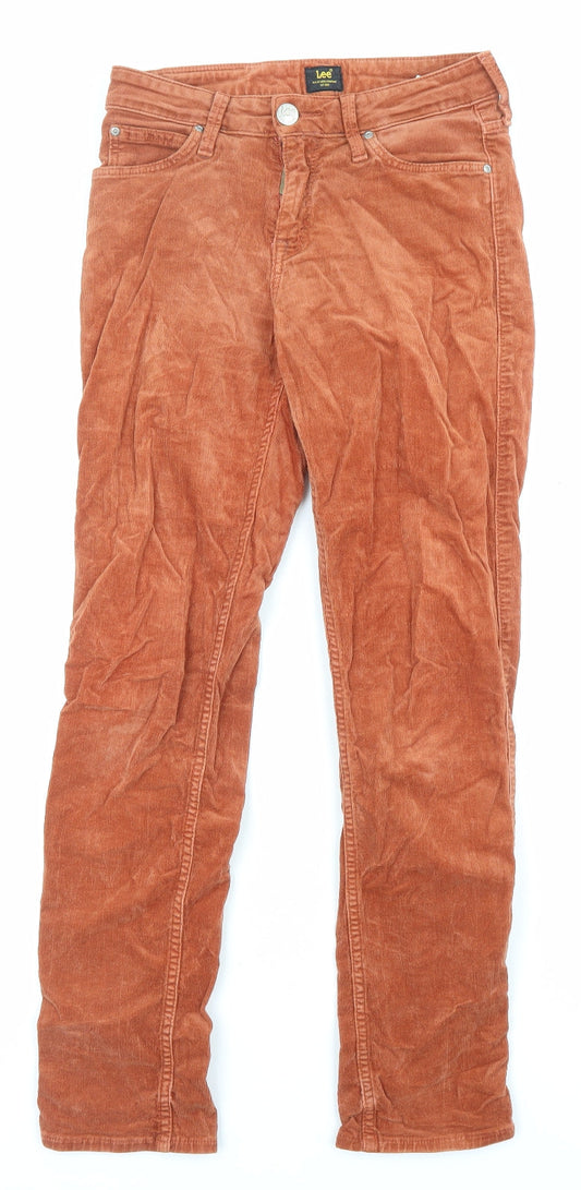 Lee Womens Orange Cotton Trousers Size 25 L31 in Regular Zip