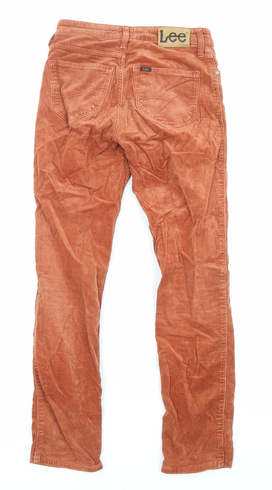 Lee Womens Orange Cotton Trousers Size 25 L31 in Regular Zip