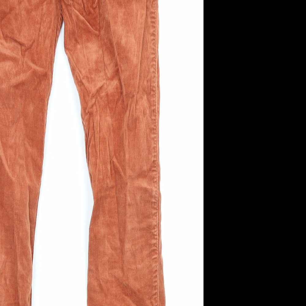 Lee Womens Orange Cotton Trousers Size 25 L31 in Regular Zip