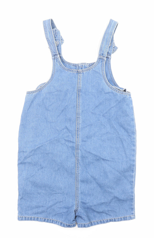 Nutmeg Girls Blue Cotton Playsuit One-Piece Size 11-12 Years Button