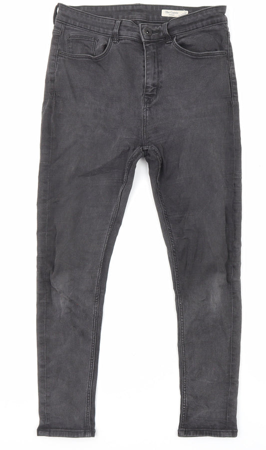 Marks and Spencer Womens Black Cotton Skinny Jeans Size 12 L25 in Regular Zip - Pockets