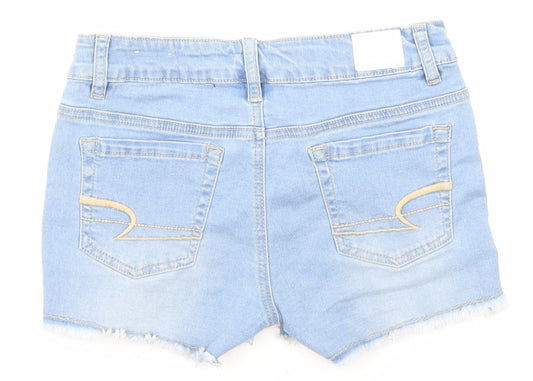 American Eagle Outfitters Girls Blue Cotton Boyfriend Shorts Size 14 Years Regular Zip - Pockets