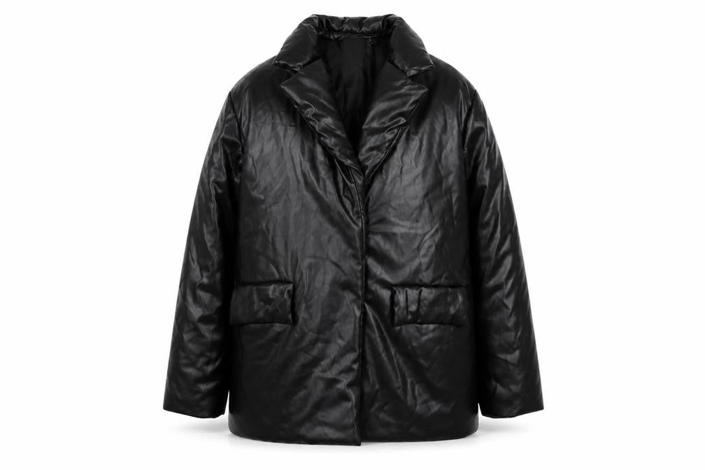 PRETTYLITTLETHING Womens Black Puffer Jacket Coat Size 10 Snap