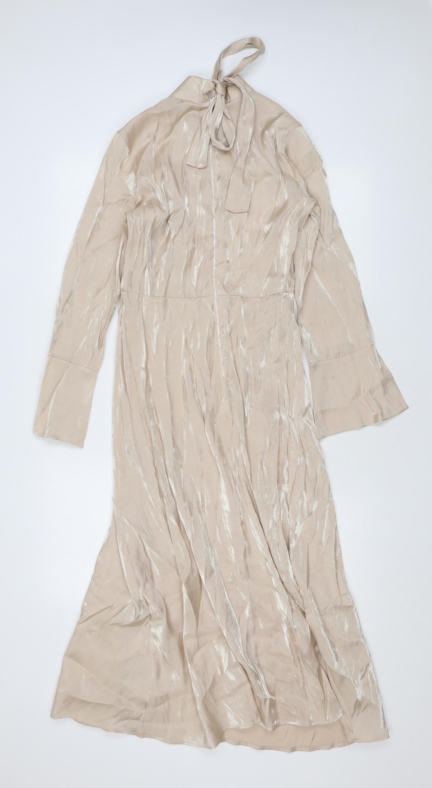 Love Sunshine Womens Beige Polyester A-Line Size 12 Mock Neck Zip