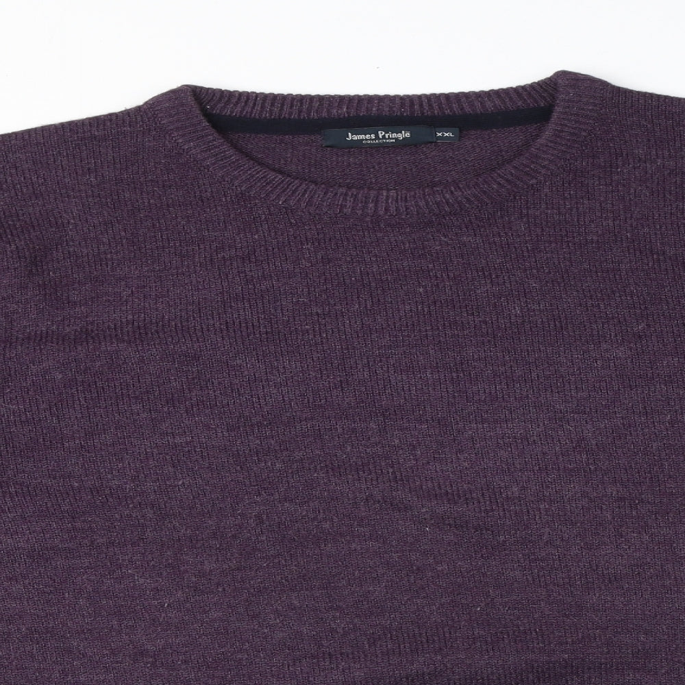 EWM Womens Purple Crew Neck Acrylic Pullover Jumper Size XS