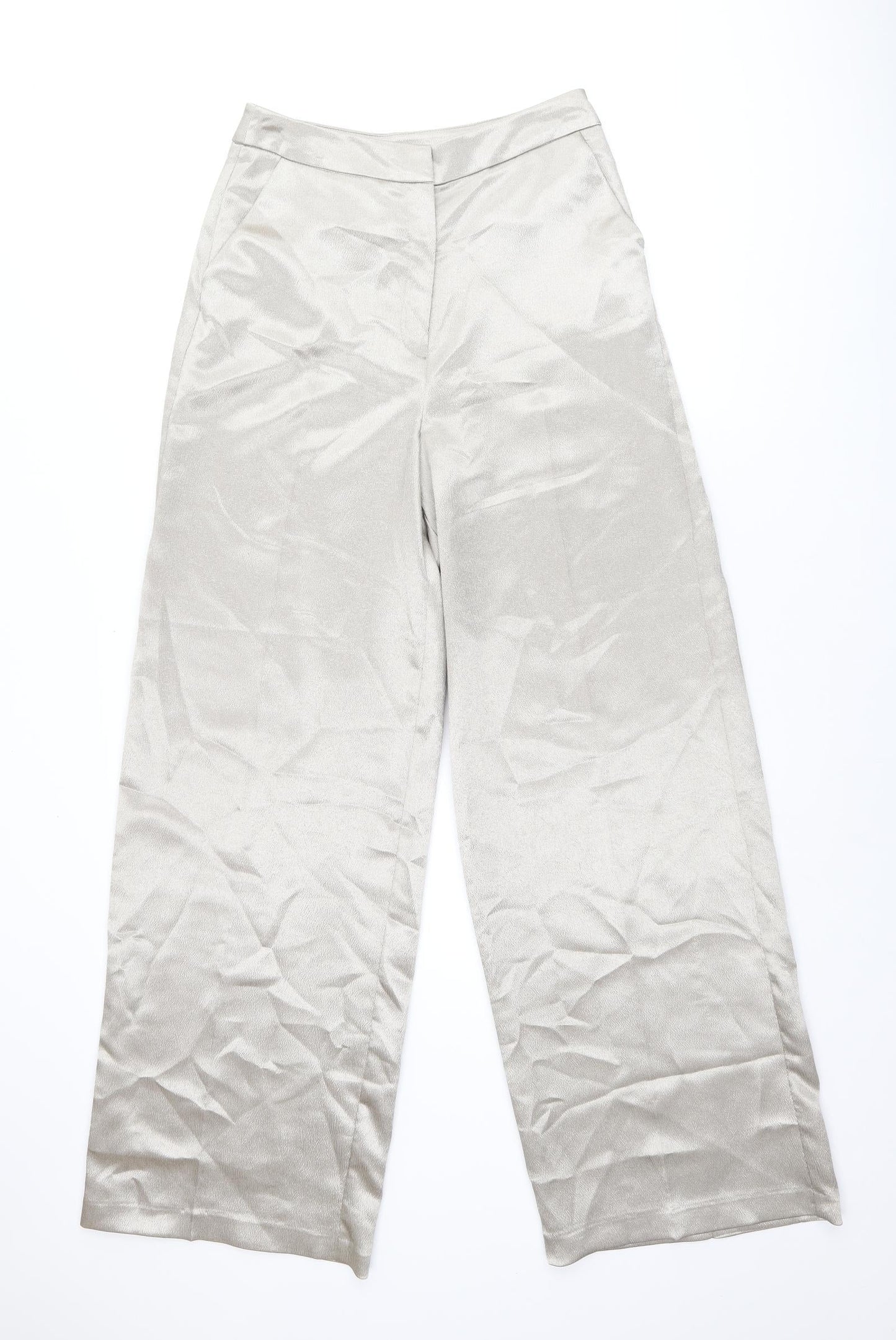 Miss Selfridge Womens Gold Polyester Trousers Size 10 L31 in Regular Zip