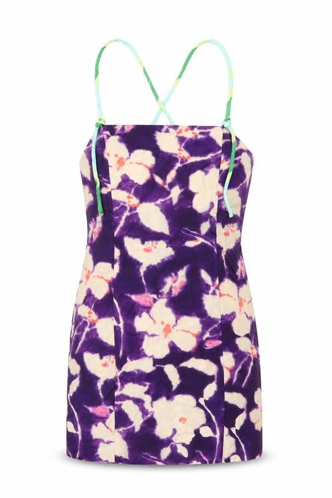 Zara Womens Purple Tie Dye Viscose Mini Size L Square Neck Zip