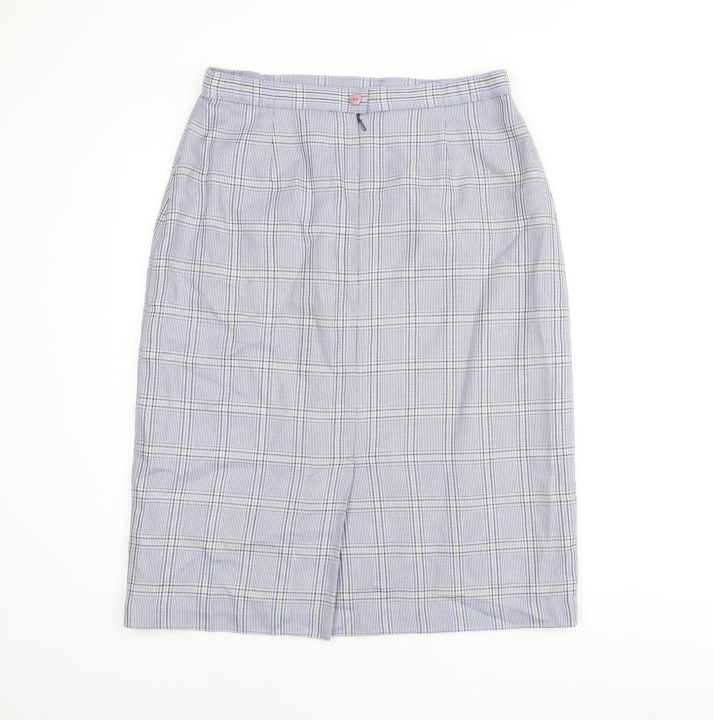 COMPLIMENTS Womens Blue Plaid Polyester Straight & Pencil Skirt Size 18 Zip