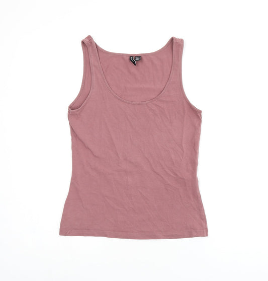 VERO MODA Womens Pink Cotton Jersey Tank Size 6 Scoop Neck