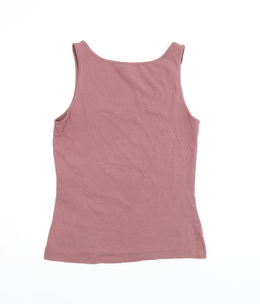 VERO MODA Womens Pink Cotton Jersey Tank Size 6 Scoop Neck