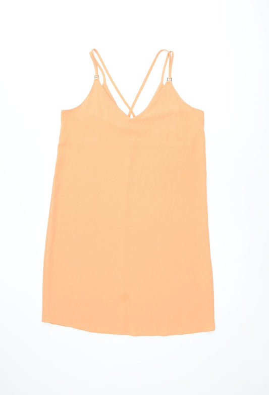 Dorothy Perkins Womens Orange Polyester Shift Size 12 V-Neck Pullover