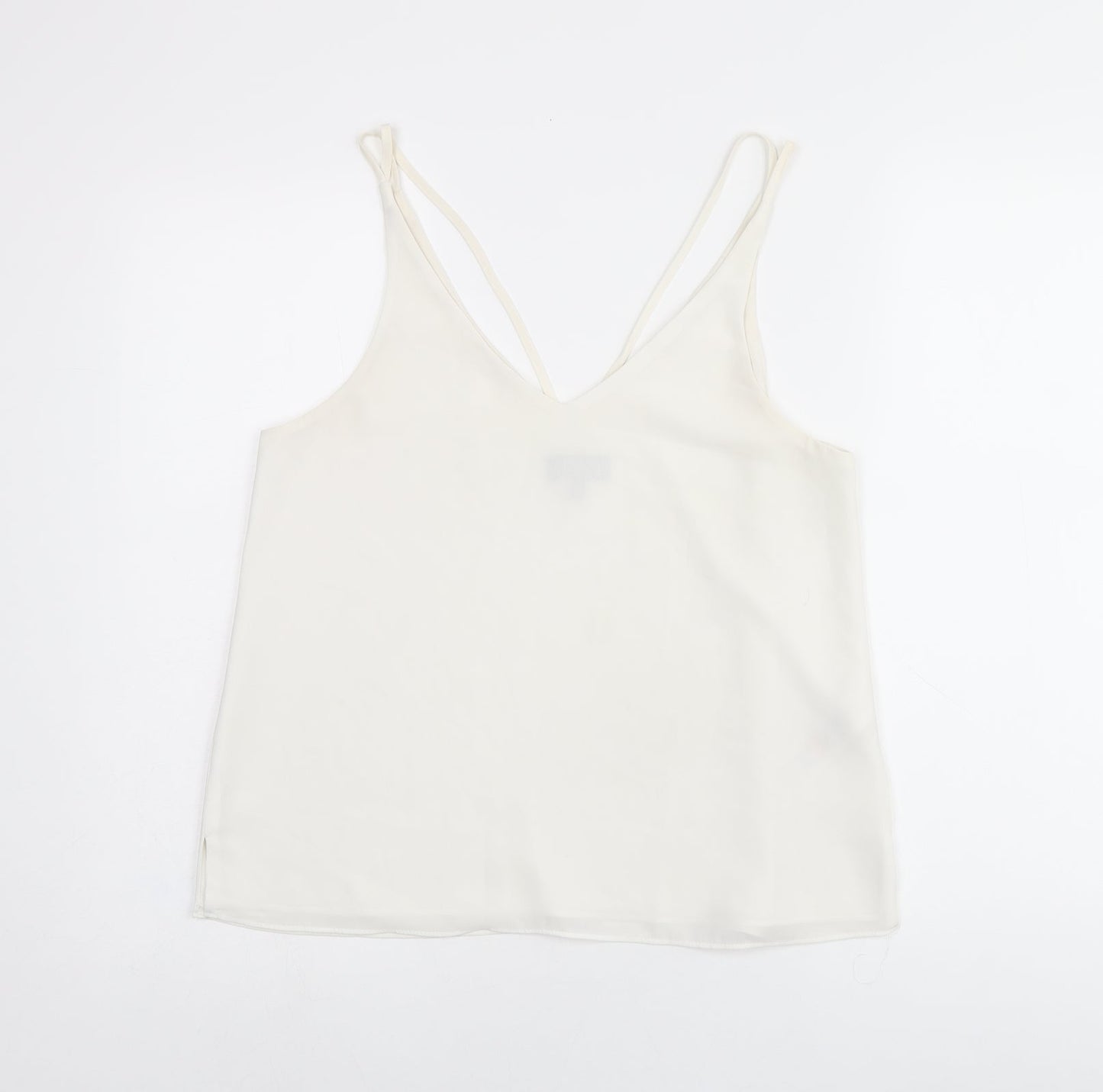 Topshop Womens White Polyester Camisole T-Shirt Size 12 V-Neck