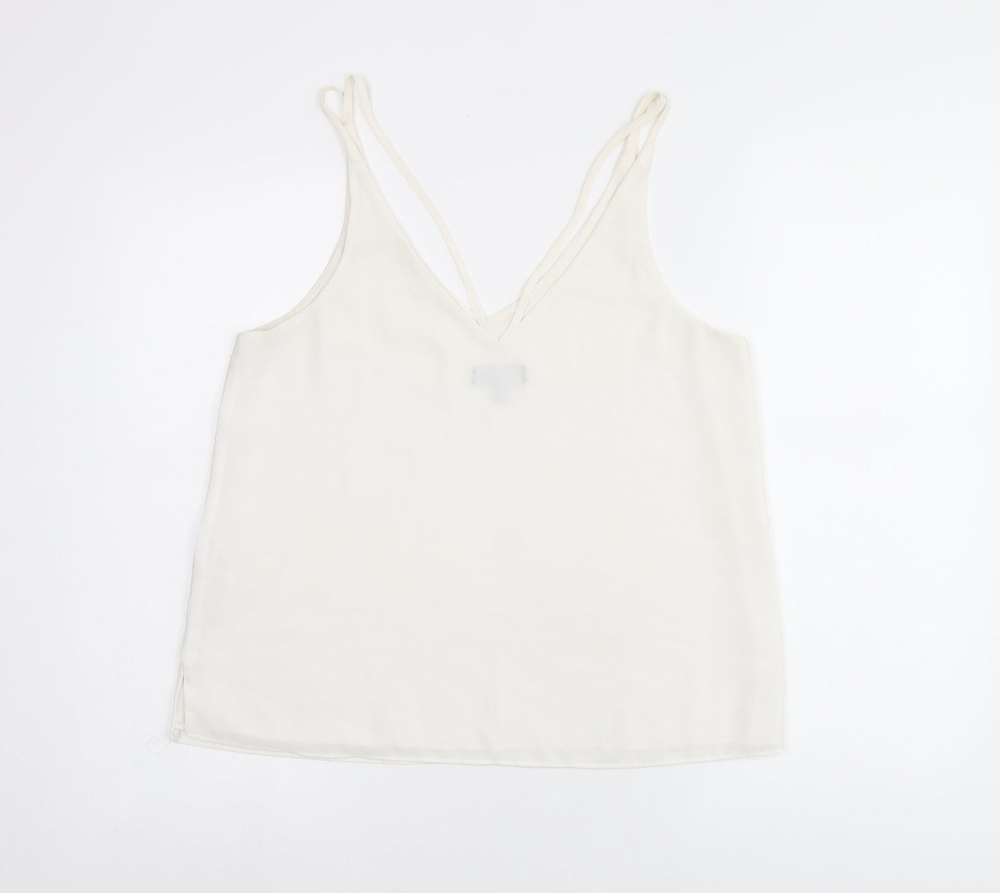 Topshop Womens White Polyester Camisole T-Shirt Size 12 V-Neck