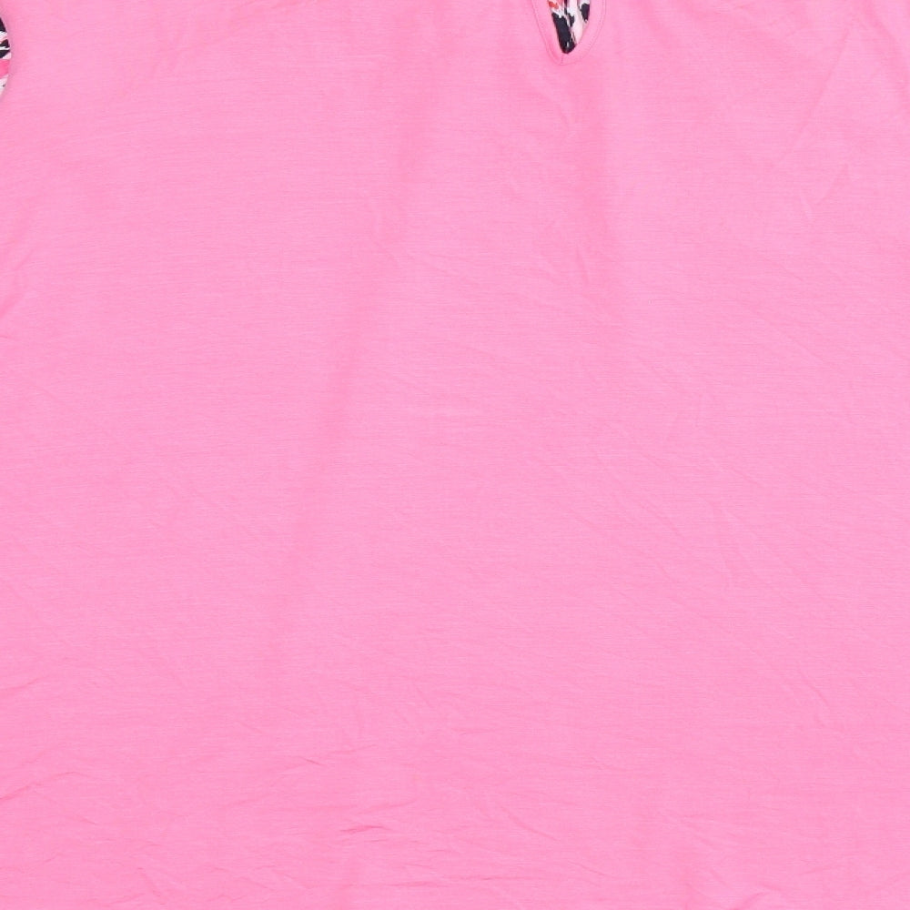 Marks and Spencer Womens Pink Geometric Polyester Jersey Blouse Size 16 Round Neck