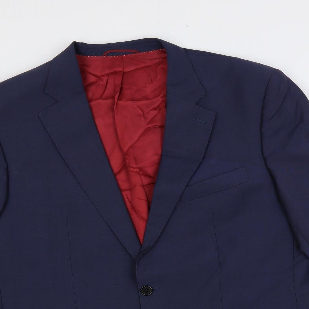 Nicholas Jones Mens Blue Wool Jacket Suit Jacket Size 46 Regular