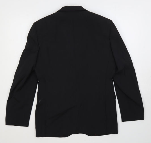 Fellini Mens Black Polyester Jacket Suit Jacket Size 36 Regular