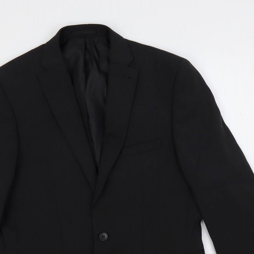 Fellini Mens Black Polyester Jacket Suit Jacket Size 36 Regular