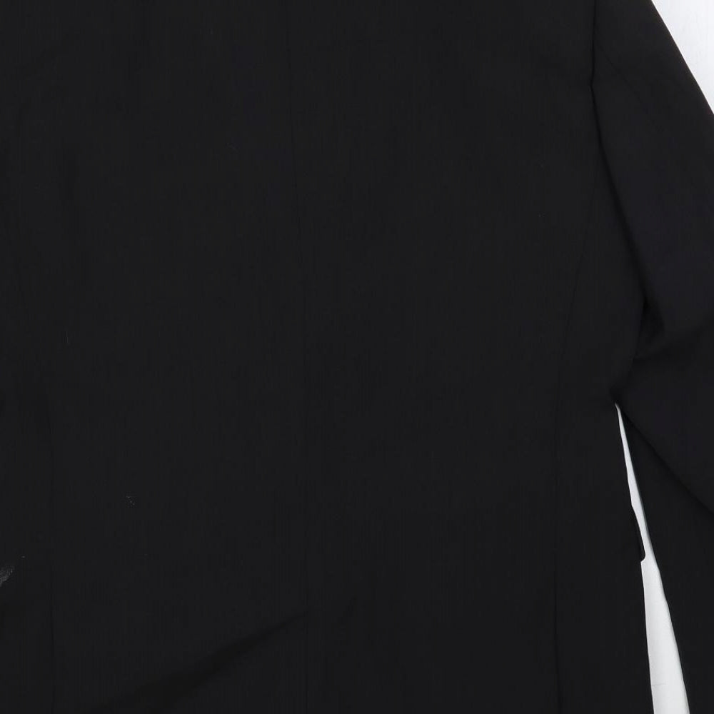 Fellini Mens Black Polyester Jacket Suit Jacket Size 36 Regular